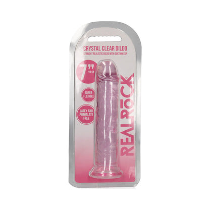 RealRock Crystal Clear 7 in. Dildo for Anal and Vaginal Use - Light Pink