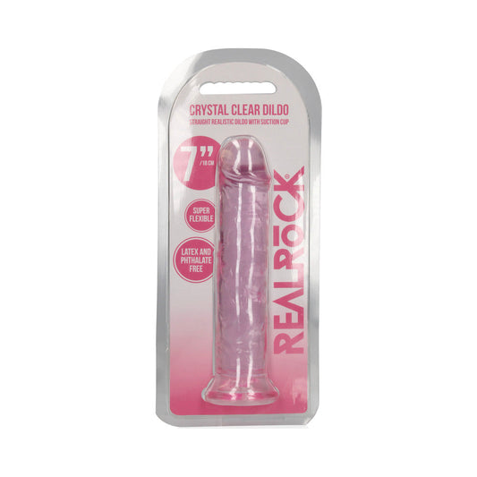 RealRock Crystal Clear 7 in. Dildo for Anal and Vaginal Use - Light Pink