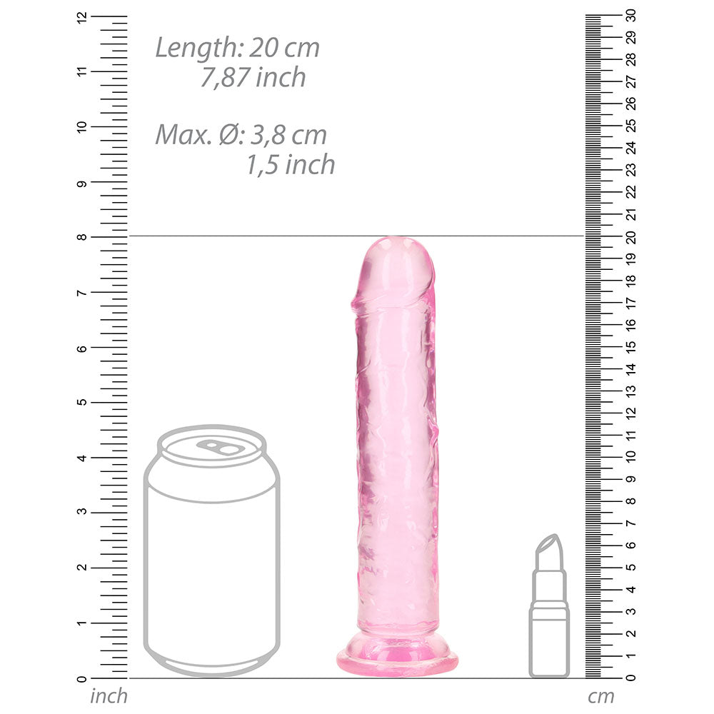 RealRock Crystal Clear 7 in. Dildo for Anal and Vaginal Use - Light Pink