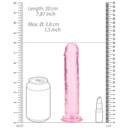 RealRock Crystal Clear 7 in. Dildo for Anal and Vaginal Use - Light Pink