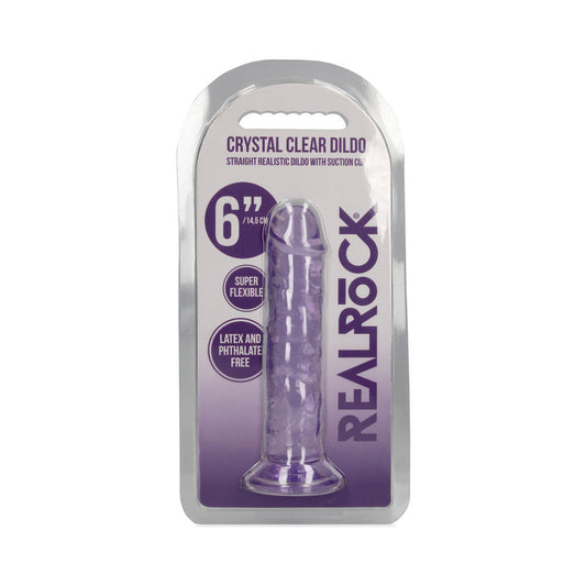 RealRock Crystal Clear 6 in. Dildo – Light Purple, Phthalate-Free