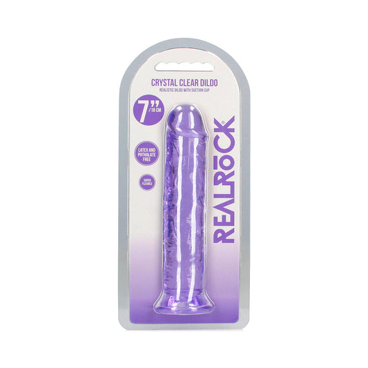 RealRock Crystal Clear 7 in. Dildo – Light Purple – Anal and Vaginal Use