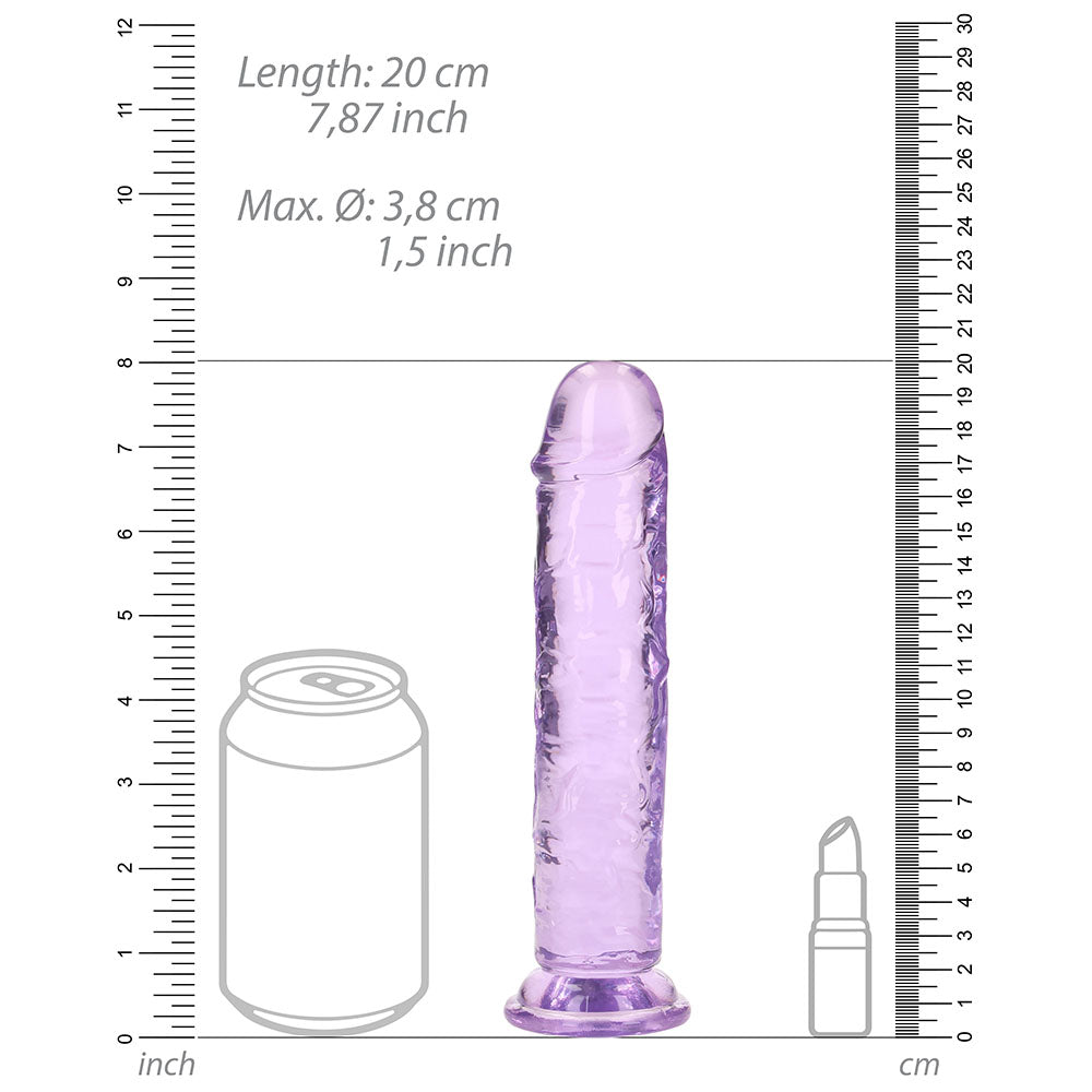 RealRock Crystal Clear 7 in. Dildo – Light Purple – Anal and Vaginal Use