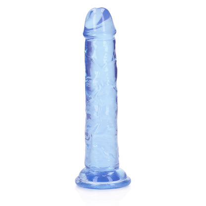 RealRock Crystal Clear 6 in. Dildo – Blue, Suction Cup Base