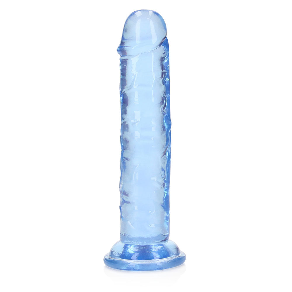 RealRock Crystal Clear 6 in. Dildo – Blue, Suction Cup Base
