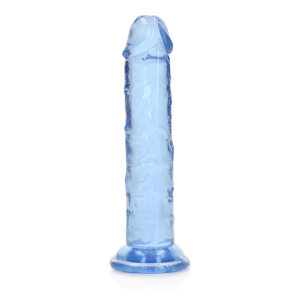 RealRock Crystal Clear 6 in. Dildo – Blue, Suction Cup Base