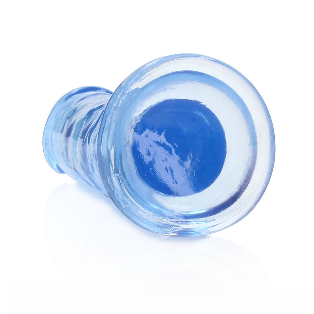 RealRock Crystal Clear 6 in. Dildo – Blue, Suction Cup Base