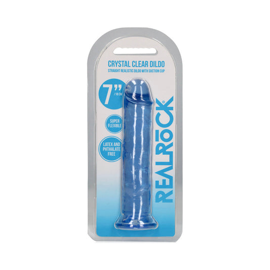 RealRock Crystal Clear 7 in. Dildo - Blue