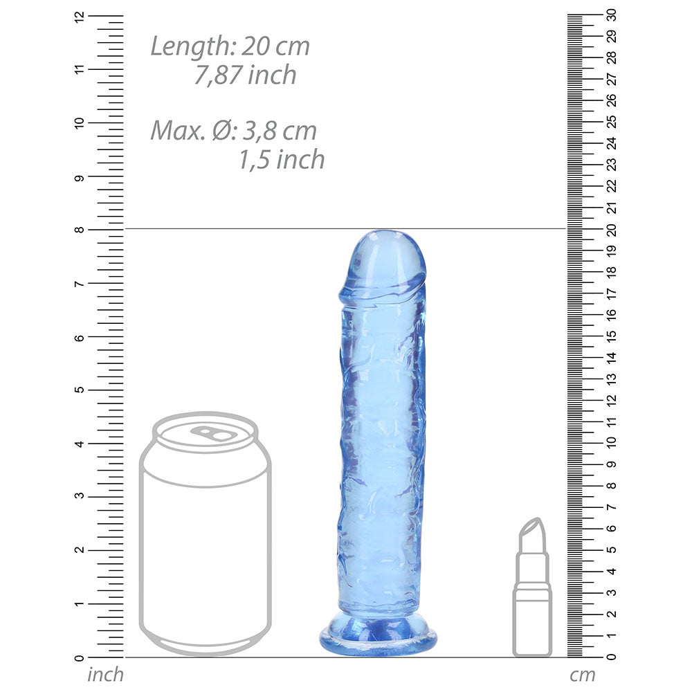 RealRock Crystal Clear 7 in. Dildo - Blue