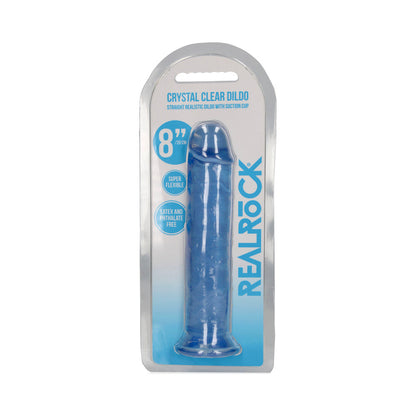 RealRock Crystal Clear 8 in. Dildo for Vaginal and Anal Use – Blue