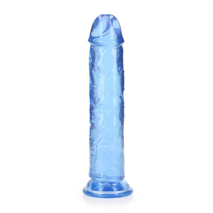 RealRock Crystal Clear 8 in. Dildo for Vaginal and Anal Use – Blue