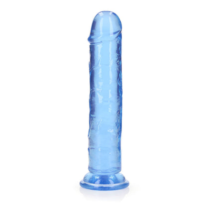 RealRock Crystal Clear 8 in. Dildo for Vaginal and Anal Use – Blue