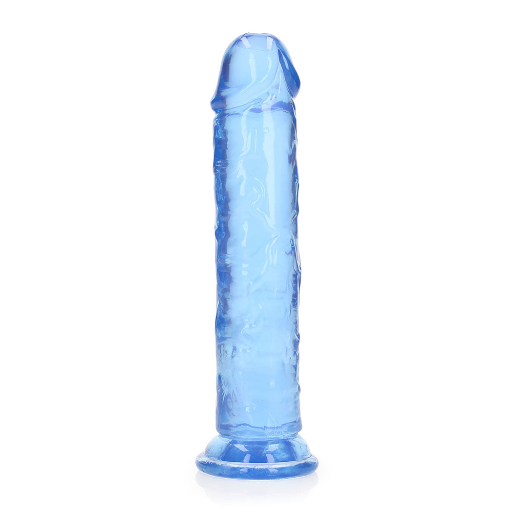 RealRock Crystal Clear 8 in. Dildo for Vaginal and Anal Use – Blue