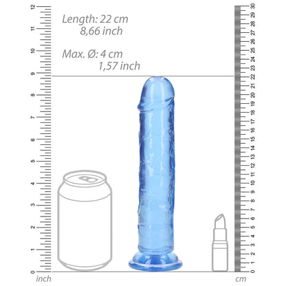 RealRock Crystal Clear 8 in. Dildo for Vaginal and Anal Use – Blue