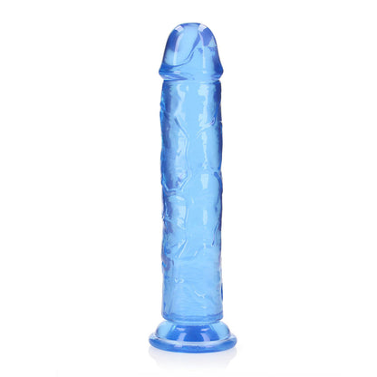 RealRock Crystal Clear Straight 10 in. Dildo with Suction Cup – Blue