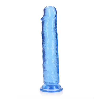 RealRock Crystal Clear Straight 10 in. Dildo with Suction Cup – Blue