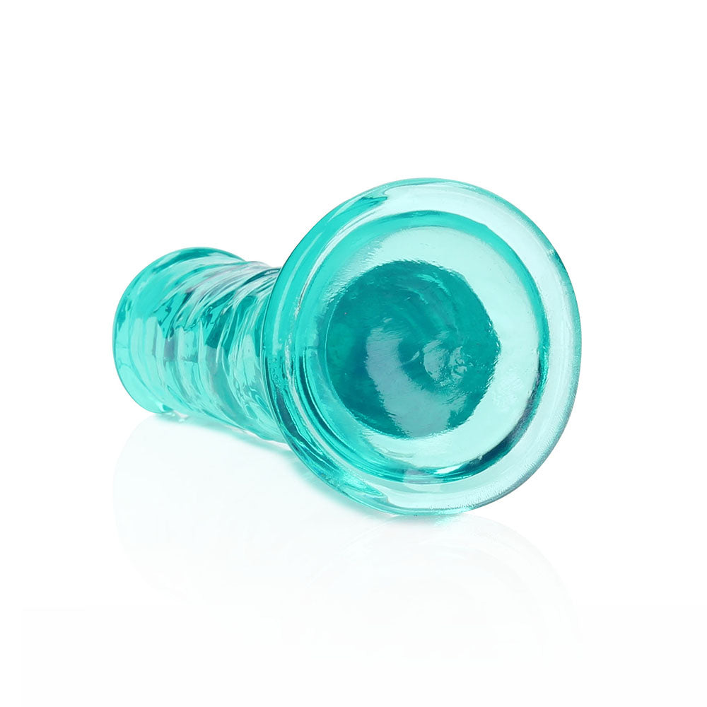 RealRock Crystal Clear 6 in. Dildo with Suction Base - Turquoise