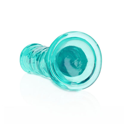RealRock Crystal Clear 6 in. Dildo with Suction Base - Turquoise