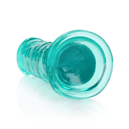 RealRock Crystal Clear 7 in. Dildo – Turquoise – Suction Cup Base
