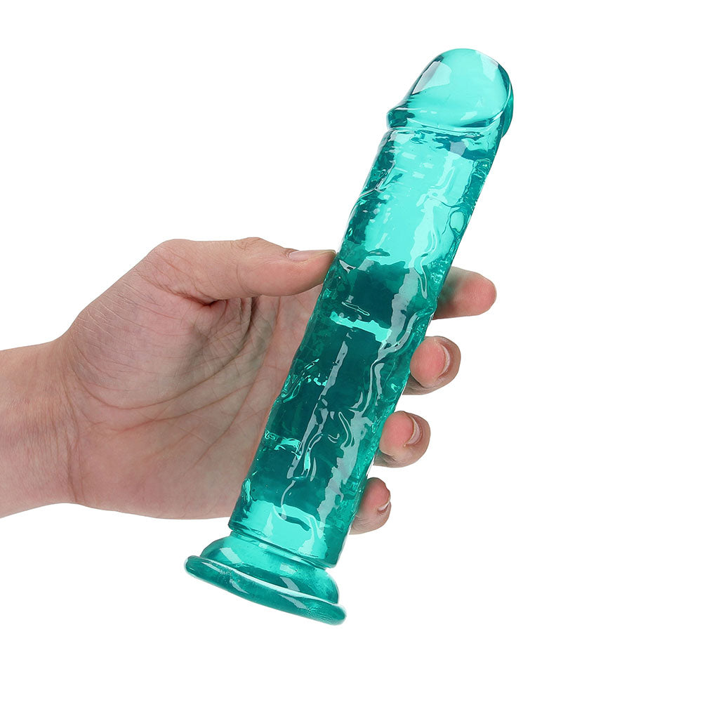 RealRock Crystal Clear 7 in. Dildo – Turquoise – Suction Cup Base