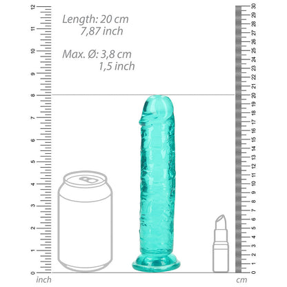 RealRock Crystal Clear 7 in. Dildo – Turquoise – Suction Cup Base