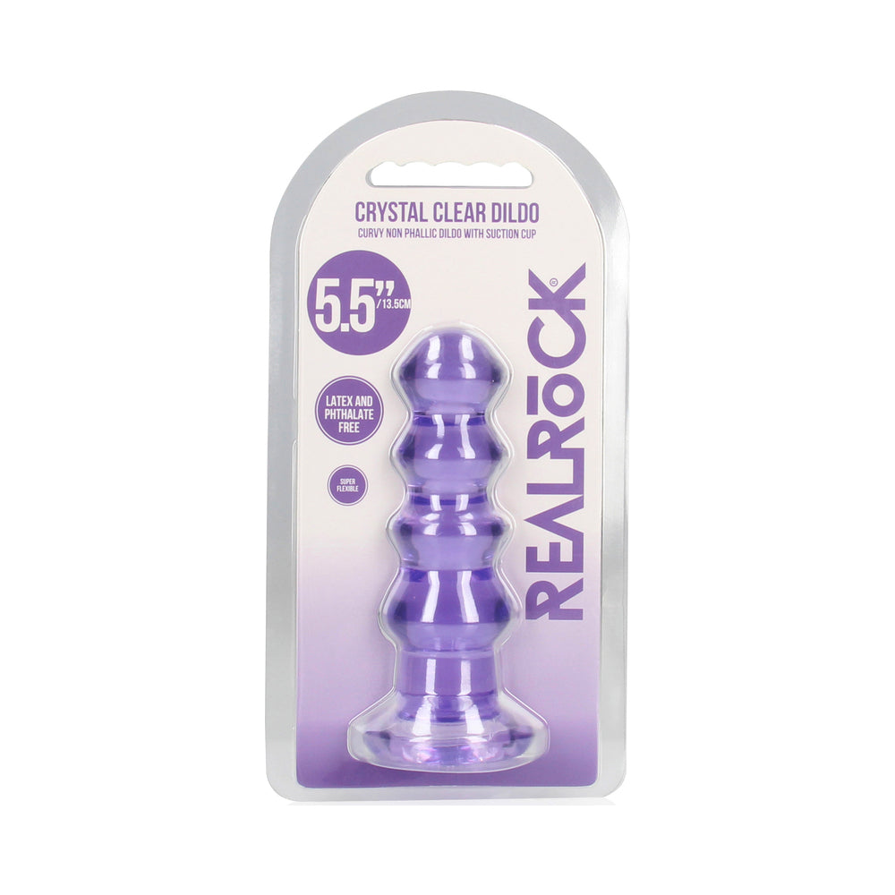 RealRock Crystal Clear Curvy 5.5 in. Dildo/Plug - Light Purple - Waterproof