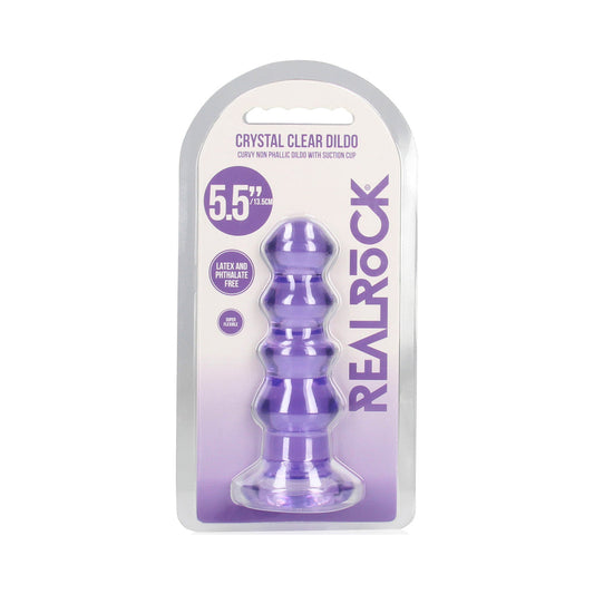 RealRock Crystal Clear Curvy 5.5 in. Dildo/Plug - Light Purple - Waterproof