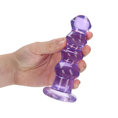 RealRock Crystal Clear Curvy 5.5 in. Dildo/Plug - Light Purple - Waterproof