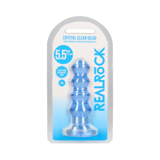 RealRock Crystal Clear Curvy Dildo/Plug – Blue – 5.5 in.