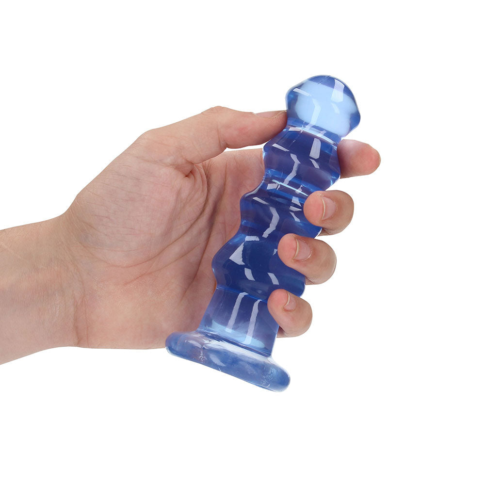 RealRock Crystal Clear Curvy Dildo/Plug – Blue – 5.5 in.
