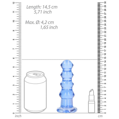 RealRock Crystal Clear Curvy Dildo/Plug – Blue – 5.5 in.