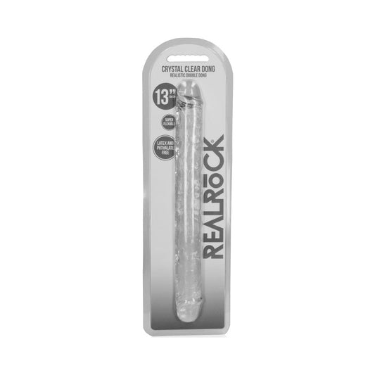 RealRock Crystal Clear Double Dong 13 in. Dual-Ended Dildo – Clear