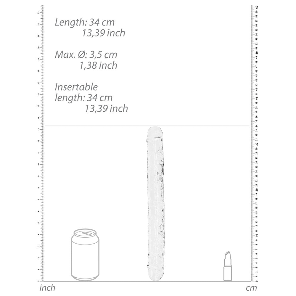 RealRock Crystal Clear Double Dong 13 in. Dual-Ended Dildo – Clear