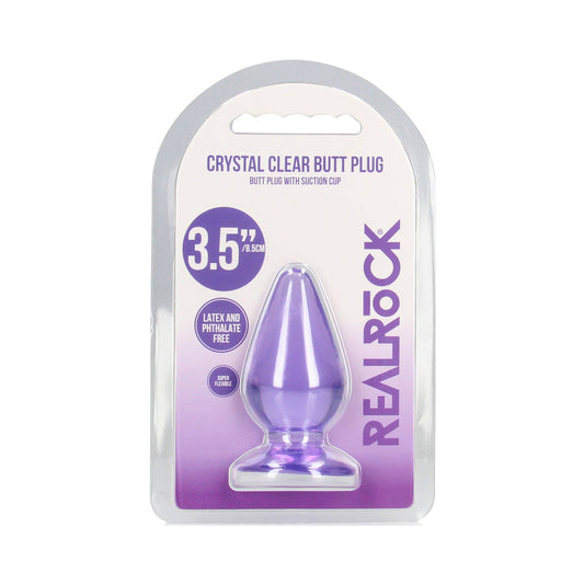 RealRock Crystal Clear 3.5 in. Anal Plug – Light Purple – Suction Cup Base