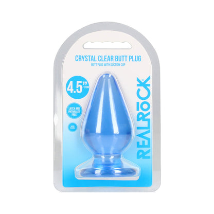 RealRock Crystal Clear 4.5 in. Anal Plug with Suction Cup – Blue