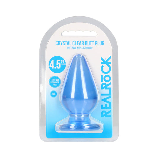 RealRock Crystal Clear 4.5 in. Anal Plug with Suction Cup – Blue