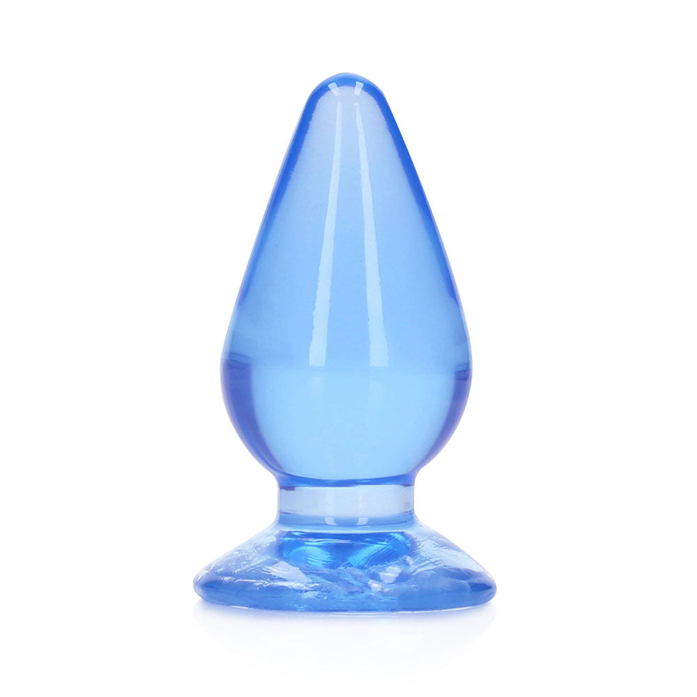 RealRock Crystal Clear 4.5 in. Anal Plug with Suction Cup – Blue