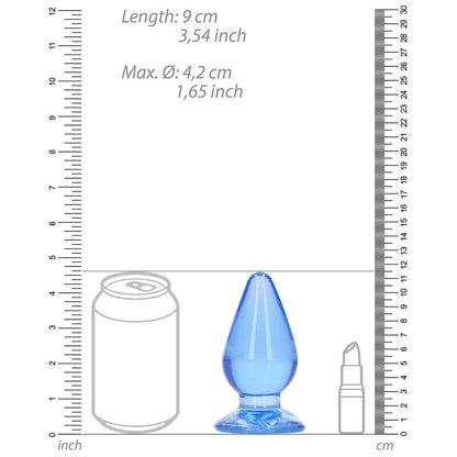 RealRock Crystal Clear 4.5 in. Anal Plug with Suction Cup – Blue