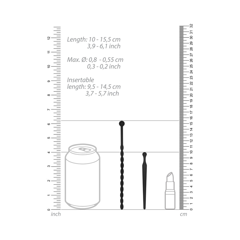 Ouch! Urethral Sounding Beginners Silicone Plug Set – Black