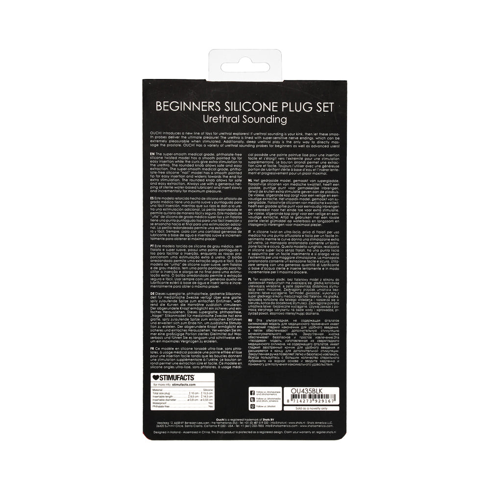 Ouch! Urethral Sounding Beginners Silicone Plug Set – Black