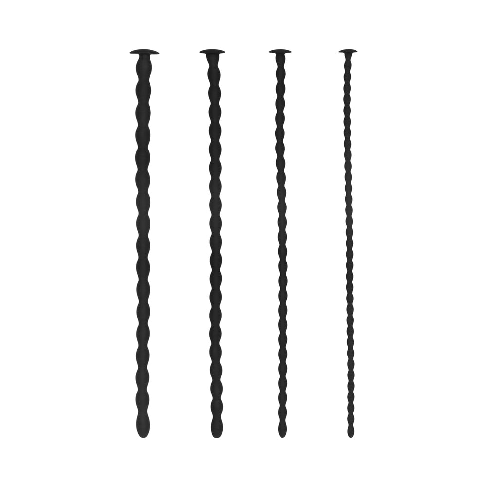 Ouch! Urethral Sounding Advanced Silicone Spiral Screw Plug Set – Black