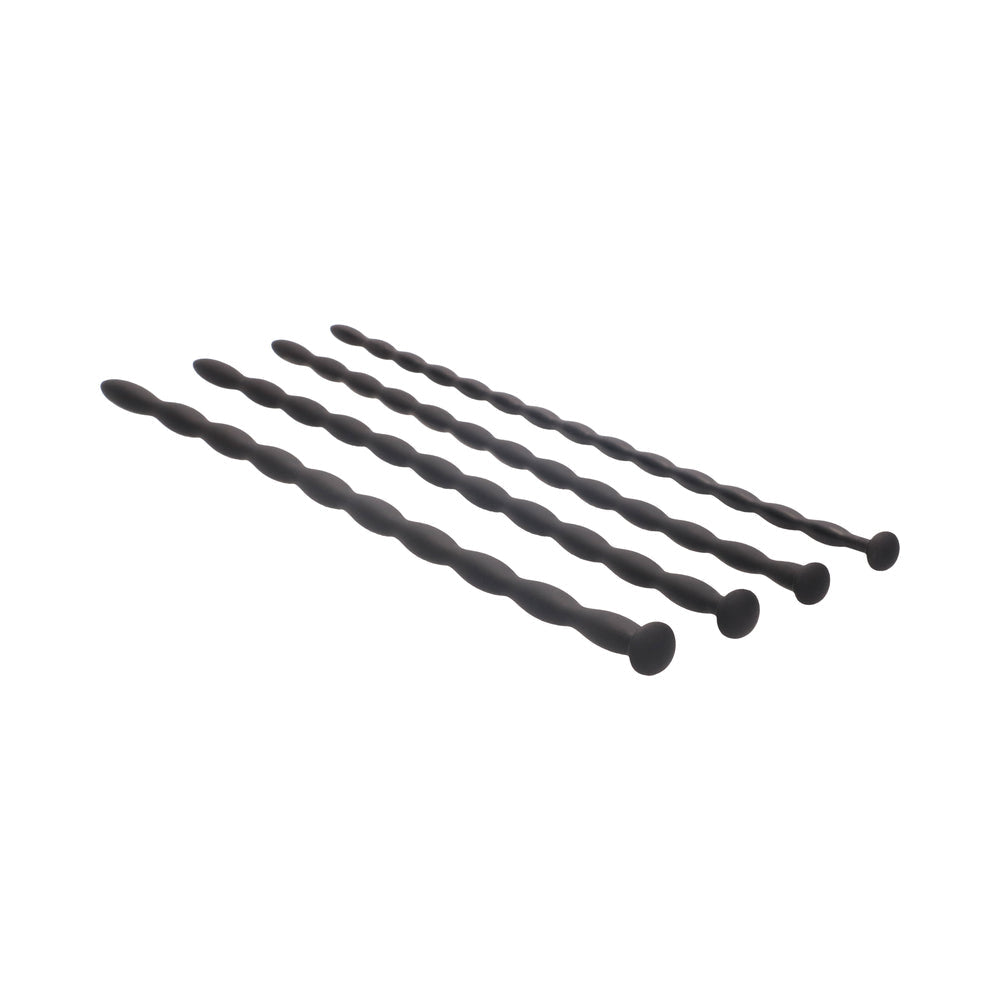 Ouch! Urethral Sounding Advanced Silicone Spiral Screw Plug Set – Black