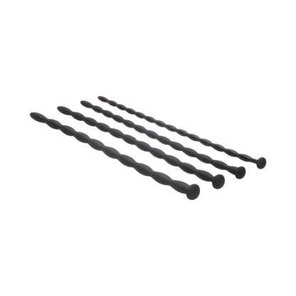 Ouch! Urethral Sounding Advanced Silicone Spiral Screw Plug Set – Black