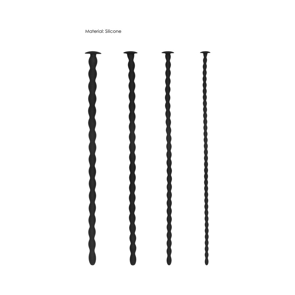 Ouch! Urethral Sounding Advanced Silicone Spiral Screw Plug Set – Black