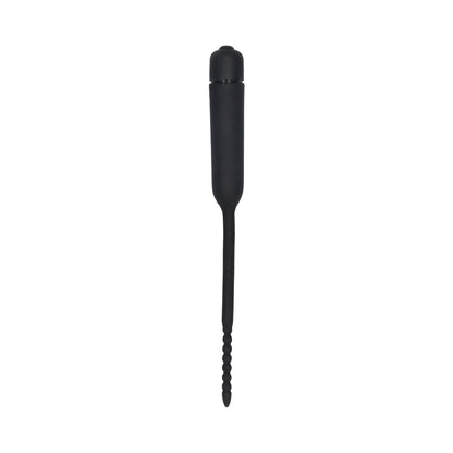 Ouch! Urethral Sounding Silicone Vibrating Bullet Plug with Beaded Tip - Black
