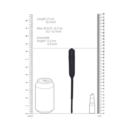 Ouch! Urethral Sounding Silicone Vibrating Bullet Plug with Beaded Tip - Black