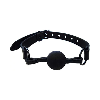 Rouge Garments Black Leather Ball Gag with Adjustable Strap