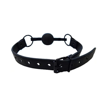 Rouge Garments Black Leather Ball Gag with Adjustable Strap