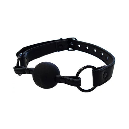 Rouge Garments Black Leather Ball Gag with Adjustable Strap