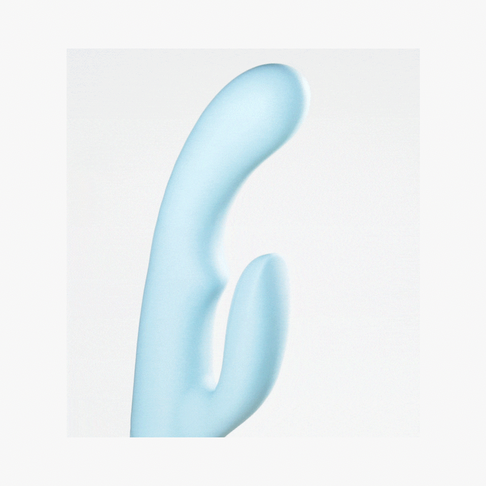 FemmeFunn Balai Rechargeable Silicone Dual Stimulation Vibrator with Swaying Motion - Light Blue